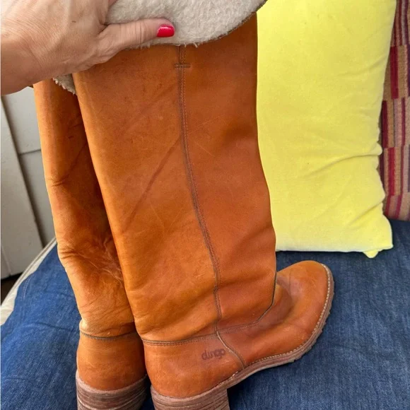 Dingo Leather and Faux Shearling Knee Boots - Picture 2 of 15